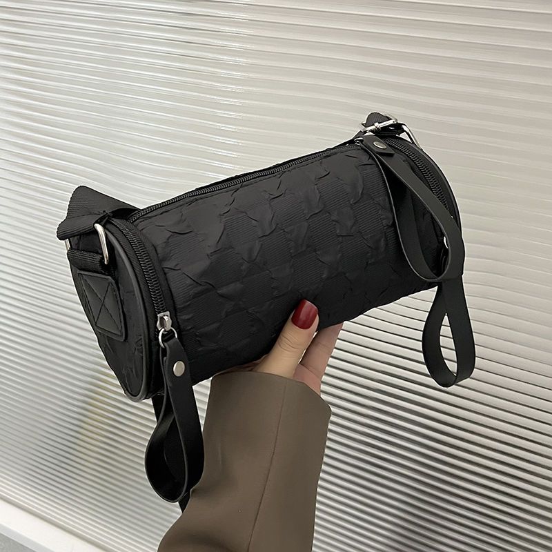 Women's Crossbody Bag Plaid Cylinder Bag Trendy Fashion Casual Simple Wide Shoulder Strap Retro One Small Shoulder Messenger Bag MIT