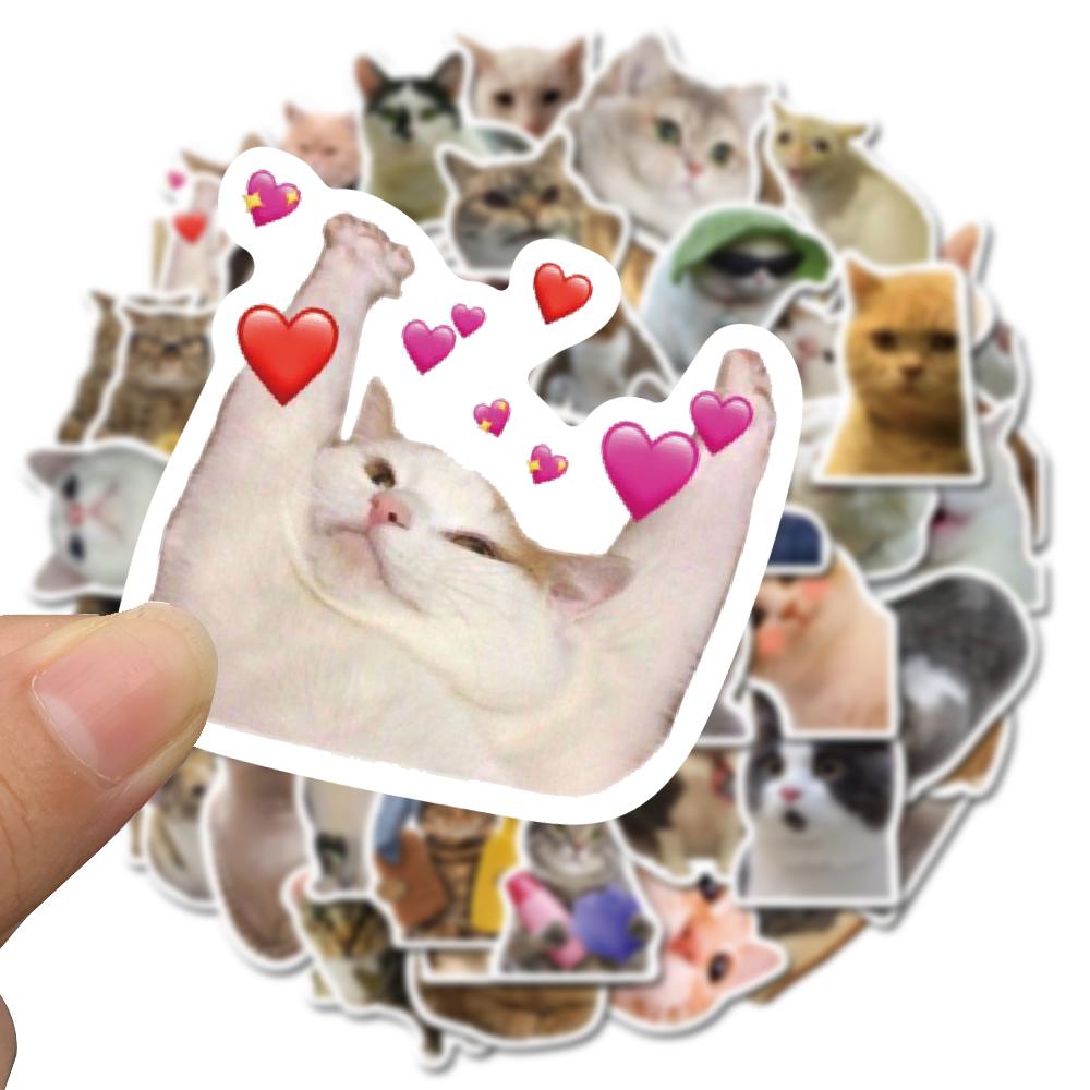 10/50PCS Cat MEME Funny Animals Stickers Vintage Toy DIY Kids Notebook Luggage Motorcycle Laptop Refrigerator Decals Graffiti