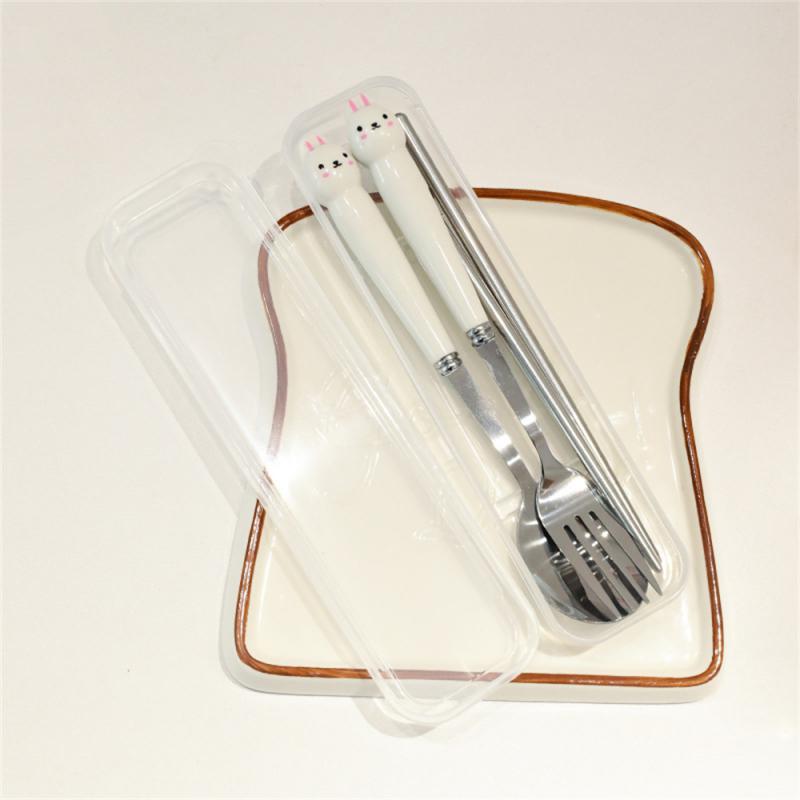 Ложка белая, удобная для переноски, симпатичное украшение, в коробке для удобного хранения, нержавеющая сталь, принадлежности для общественного питания, вилка, набор столовых приборов