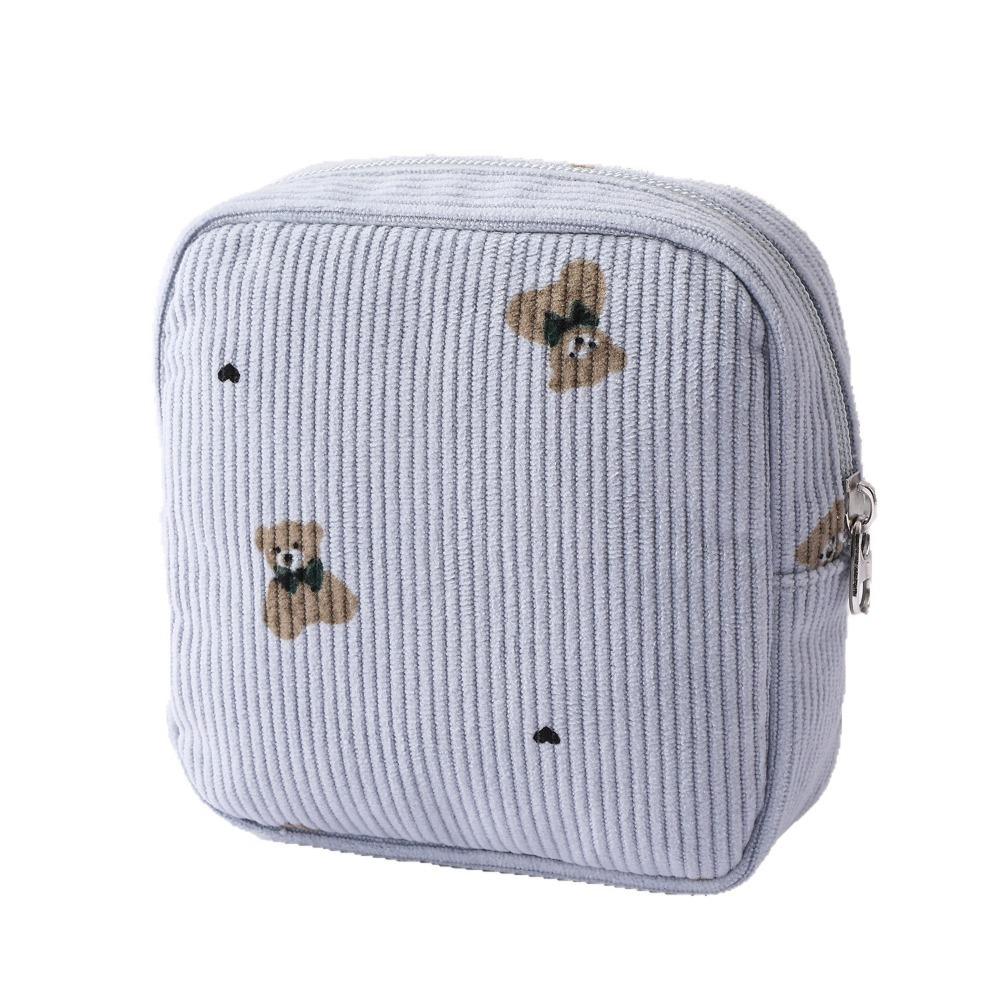 Cute Large Capacity Corduroy Travel Storage Bag Durable Cartoon Travel Wash Handbag Dustproof Corduroy Makeup Bag Home