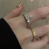 Stunning Double Layer Zircon Ring For Women With Adjustable Split Design Fashionable And Elegant