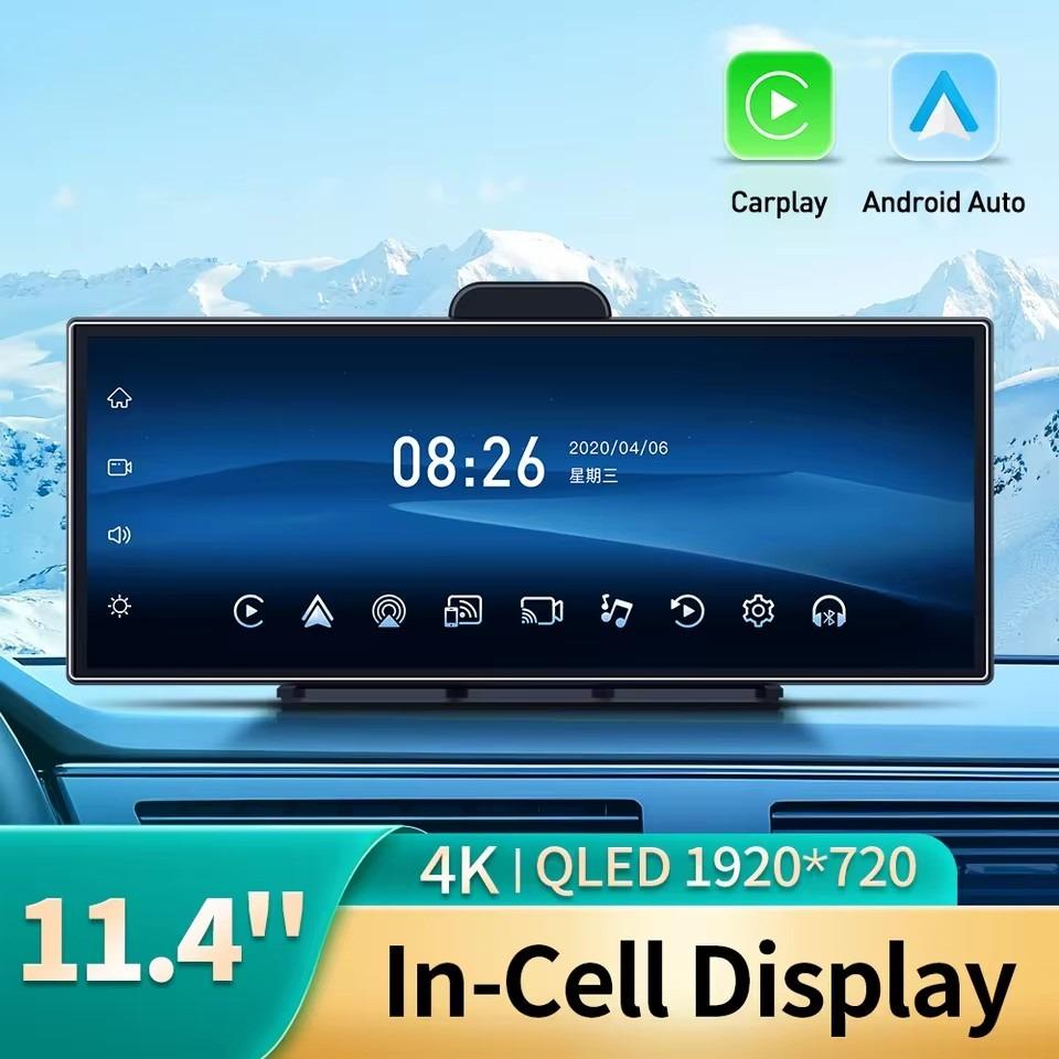 H70 Plus 11,4″ 4K ADAS Видеорегистратор 60 кадров/сек Беспроводной Car Play и Android Auto Двойная запись Ночное видение DVR