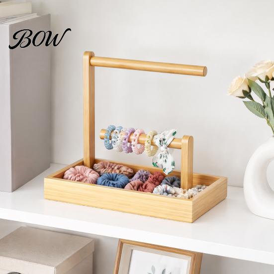 Compact Sundries Holder Wooden Headband Organizer, Large Capacity Storage Box, Space Minimalist Unit Saving Multi Purpose Container, for Hair