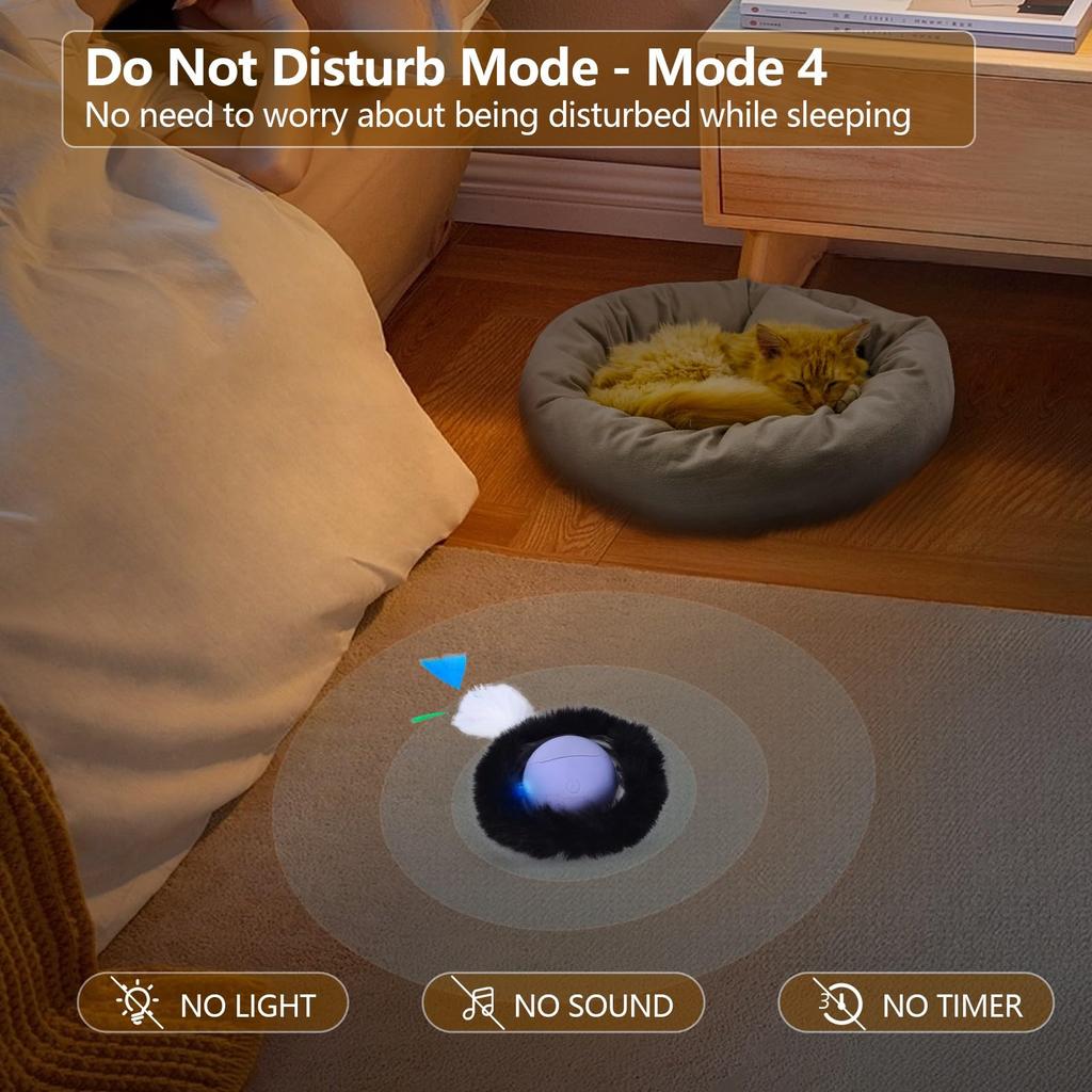 ORSDA Interactive Cat Toy Automatic Rolling Ball In a Hide and Seek for Indoor Meowing Cat Toy Mouse Catch Game Ball, High-Speed Pouch, Cats,