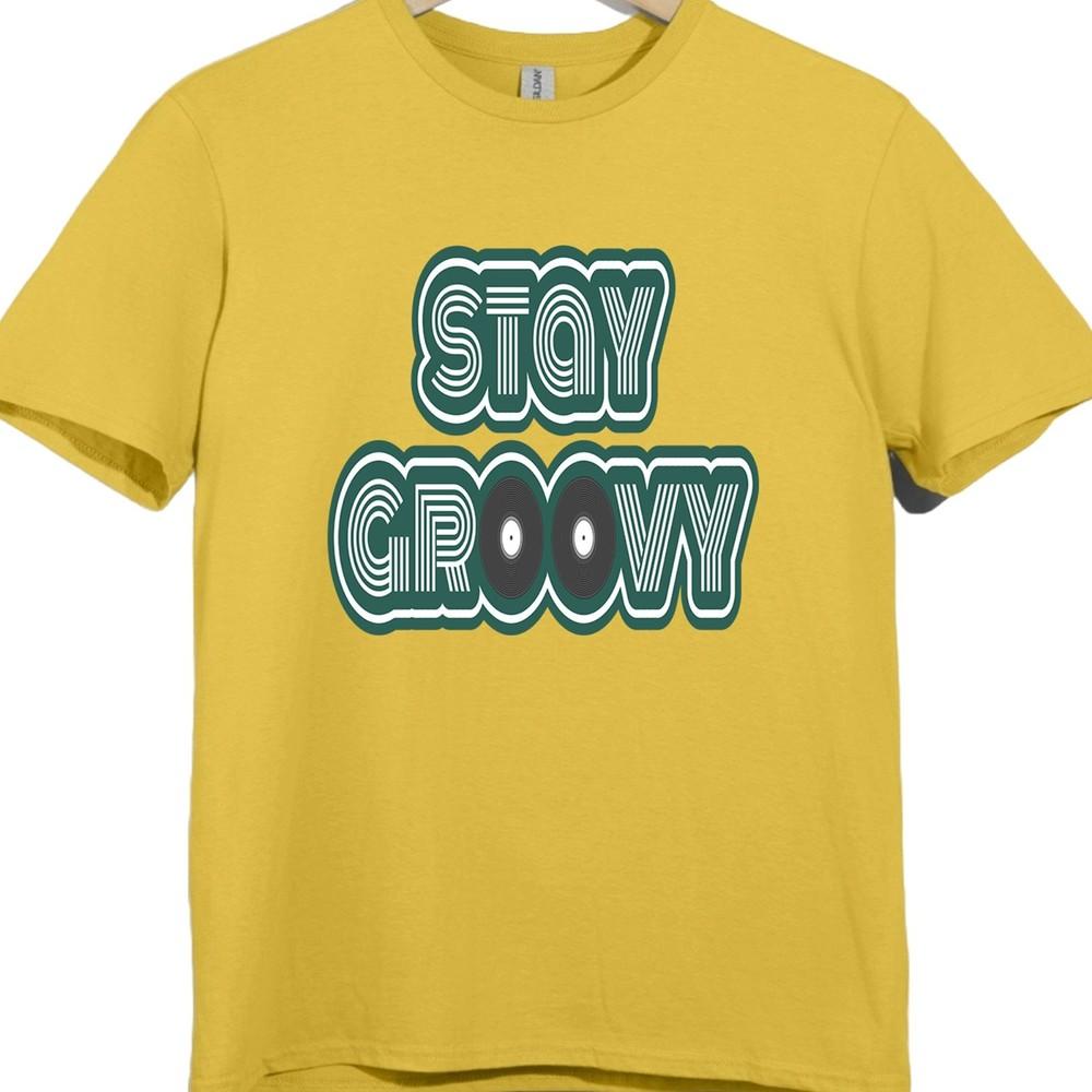 Retro T Shirt Stay Groovy Vinyl Record Graphic Tee 70s Music Disco Shirt