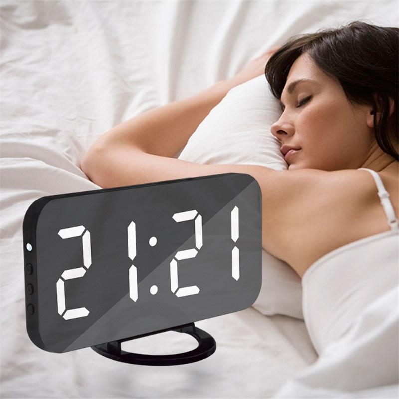 New Creative Mobile Phone Charging Mirror Electronic Snooze Alarm Clock LED Display