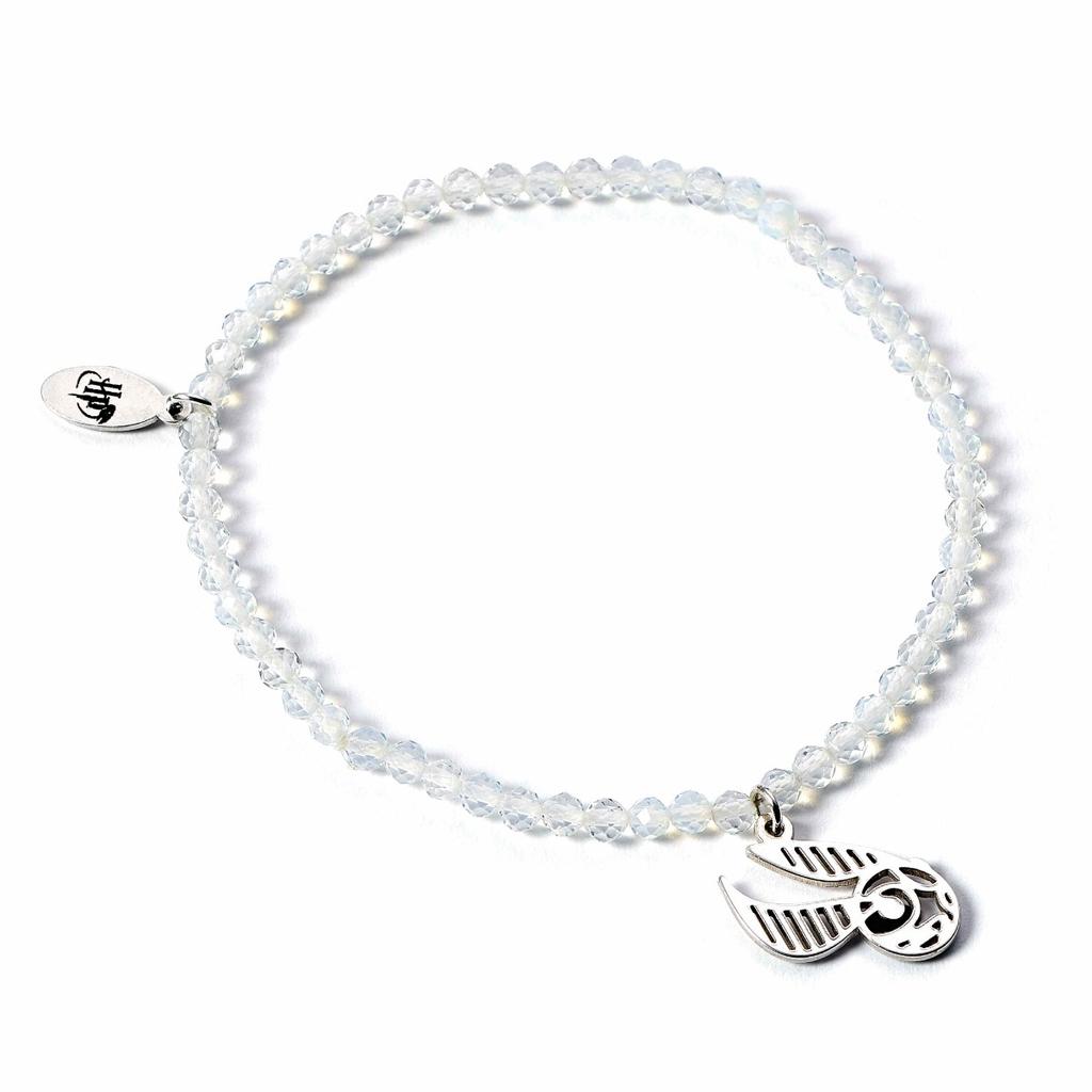 Harry Potter semi Precious stone bracelet with sterling silver Golden snitch charm