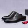 Business Leather Drag Lace-up Leather Bag Head Half Drag Leather Shoes Men's Slippers Men Without Heel