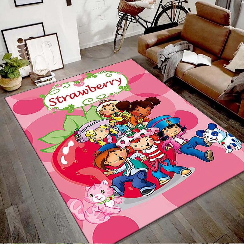 1pc Strawberry Princess5 Design Printed Area Rug Carpet for Bedroom Living Room Home Decor Rugs Mat Non Slip Mat Rug for Bedside