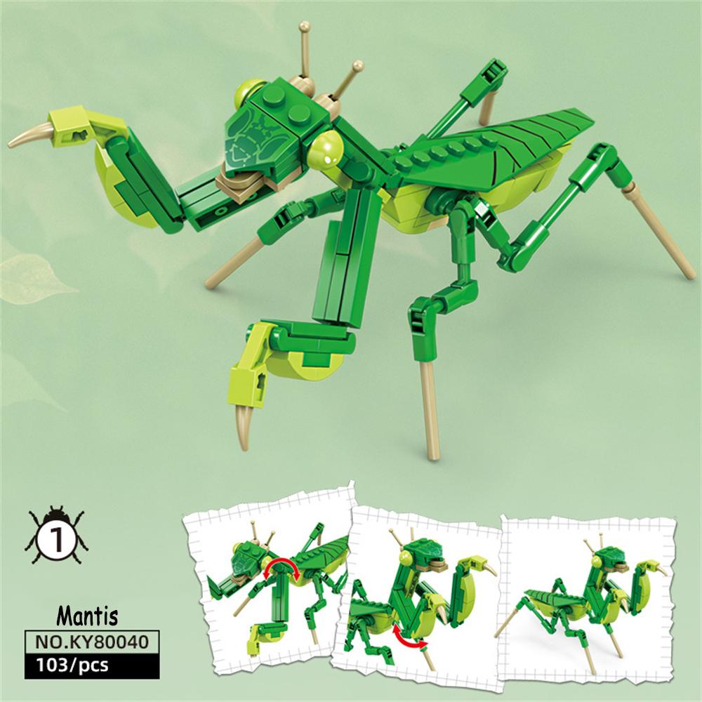 Строительные блоки серии Mantis Insect, реалистичные формы насекомых, простая сборка, идеально подходит для детей, подарок, украшение рабочего стола