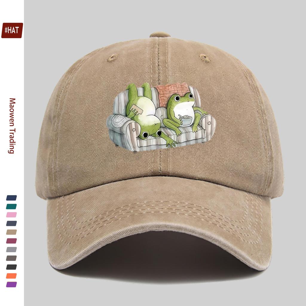 pc Cute Casual Frog Print Baseball Cap Home Leisure Decorative Hat Fashionable Trendy Printed Papa Hat with Adjustable Stra