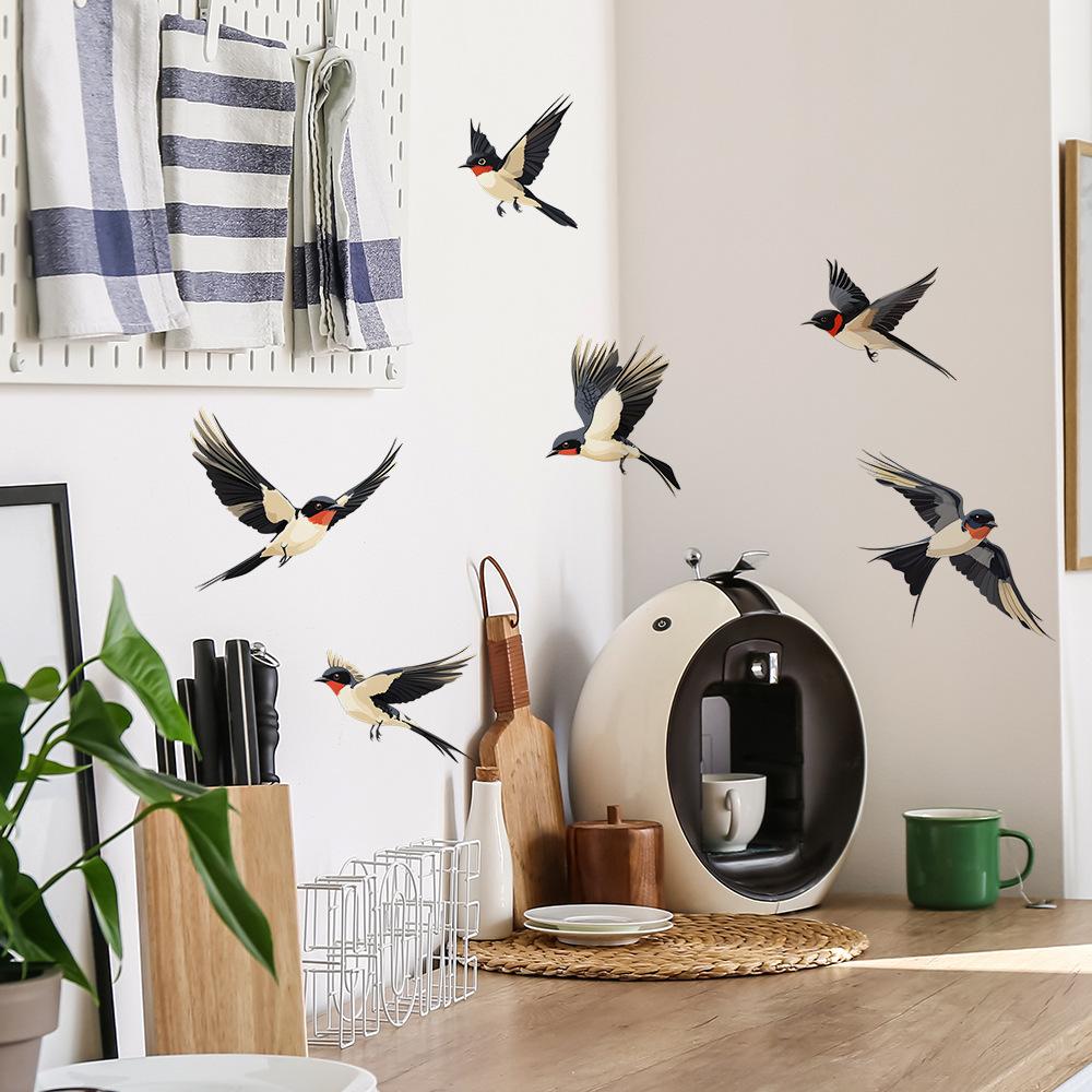 Simple Chinese Style Painted Birds Bedroom Living Room Home Background Beautification Decoration Wall Stickers