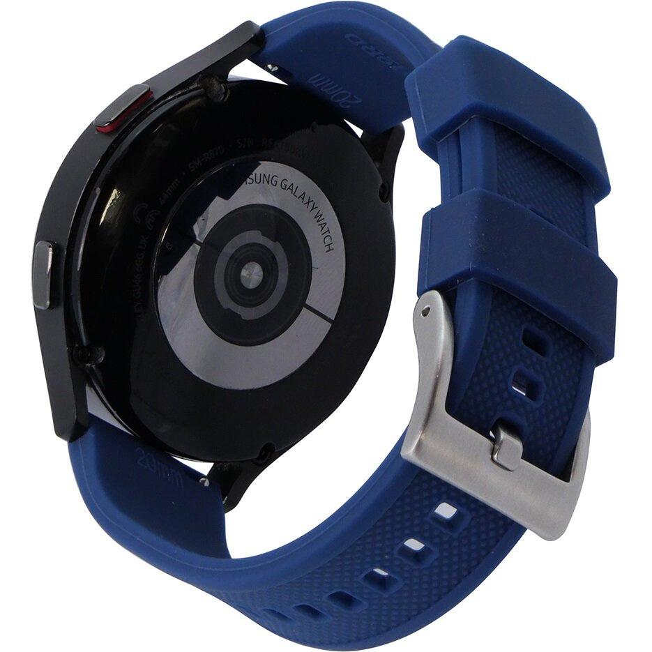 ERBORD Universal Silicone Strap 20mm, Dual Color, Blue / Silver Buckle