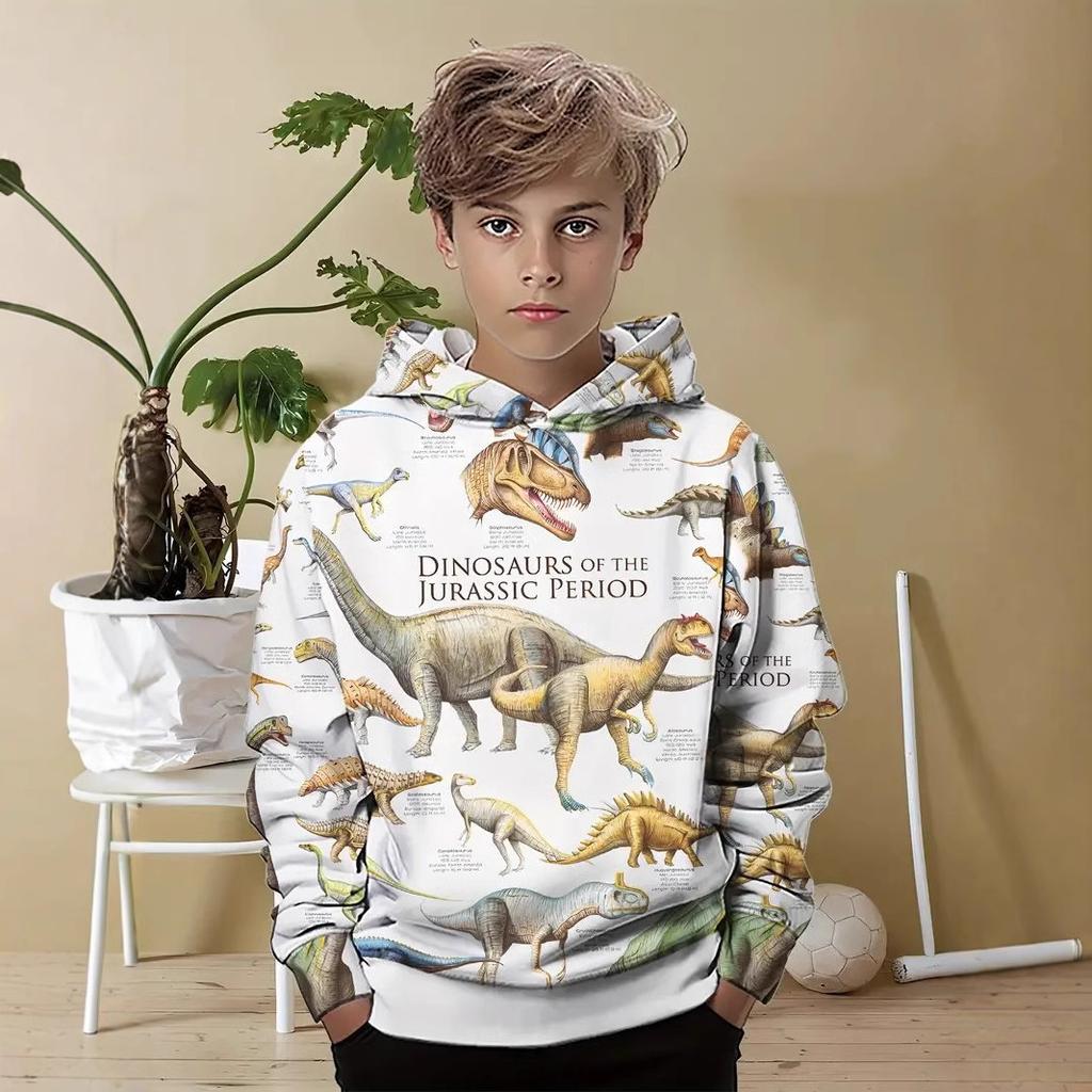 Осенние 3D толстовки с милым принтом животных, модные, повседневные, спортивные, с длинным рукавом, детские, для мальчиков