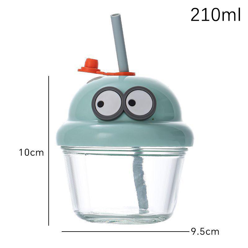 Стеклянная кружка, дорожная бутылка для напитков, модная, 210 мл, дорожная бутылка с трубочкой