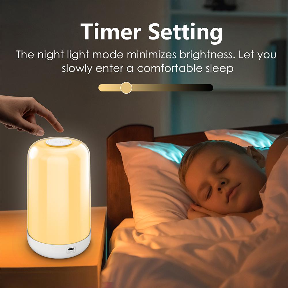 LED Night Light 7 Color Changing Smart Touch Control Bedside Table Lamp BT Remote Control 3600mAh