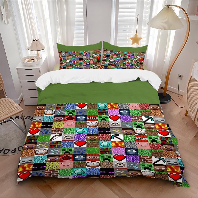3pcs Art Collage Quilt Cover Set (1 Quilt Cover + 2 Pillowcases Without Pillow Core)