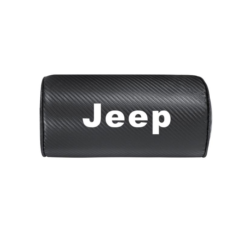 1Pcs Car Seat Headrest Carbon Leather Neck Pillow For Jeep Grand Cherokee Wrangler JK Gladiator Compass Renegade Wagoneer Recon ANQ1