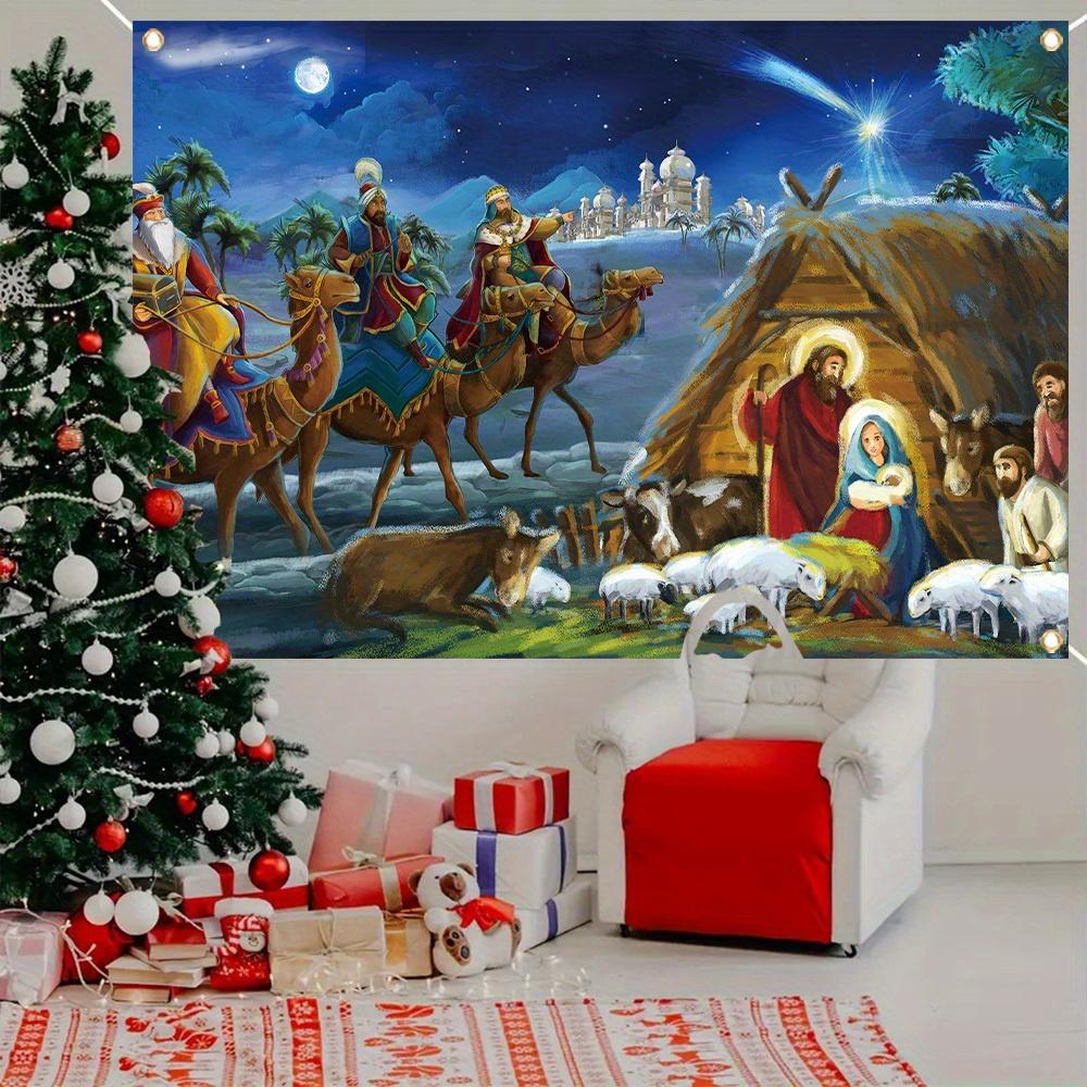 Merry Christmas Banner - Polyester, Christmas scene design, holiday and New Year decoration, perfect Christmas decoratio