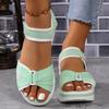 Women's Sandals Mix Color Wedges Heels Sandals Summer 2025 Shoes Woman Heeled Sandals Platform Summer Shoes Women Block Footwear