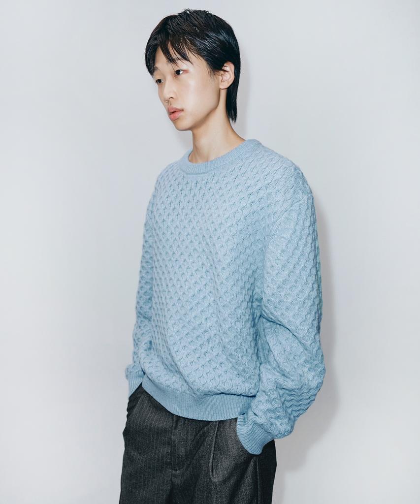 INTEMPOMOOD Croffle Round Neck Knit_Sky Blue