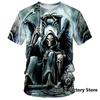 Summer Oversized T Shirt Men 3D Printed Skull Angel Graphics Tees Fashion Clothes Man Tops Streetwear Round Neck Short Sleeves