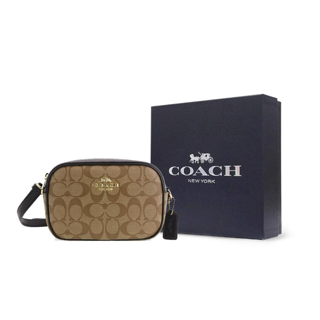 COACH Jamie Iconic Coated Canvas With Smooth Leather Crossbody Bags Small Women's Khaki & Black C9926-IMCBI