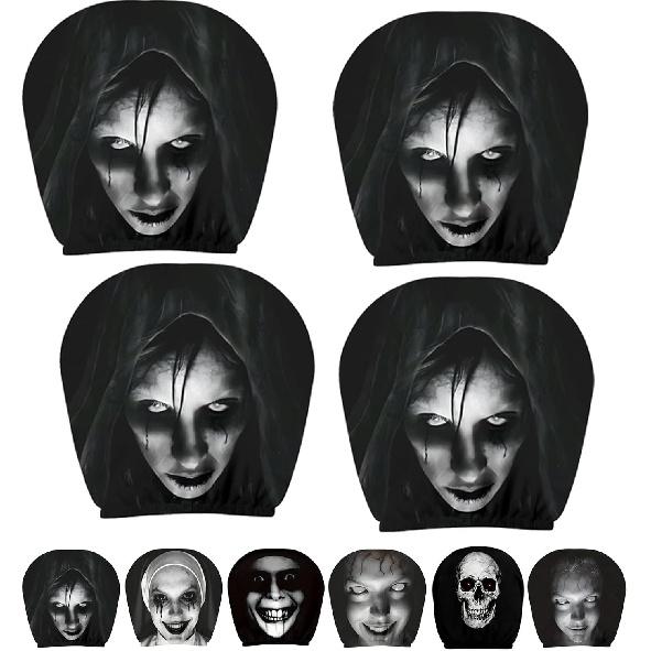 Scare Seat, Horror Headrest Cover, Scary Face Headrest Covers, Horror Face Car Headrest Covers, 4PCS 2027 New Spooky Scary Headrest Covers for Cars