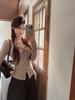 Женский утягивающий топ ретро с V-образным вырезом и длинным рукавом, украшенный бантом - Коллекция Осень 2025