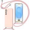 Case for Samsung Galaxy S25, Soft Silicone Anti-Scratch Protection with Pink Cord