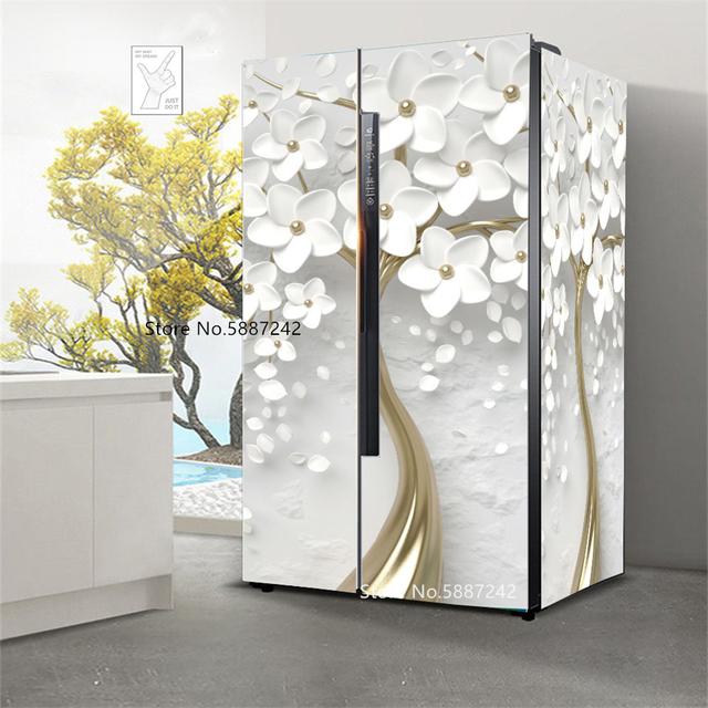 Наклейки на холодильник с морским пейзажем для обоев на холодильник, виниловые самоклеящиеся декорации для пейзажей, пленка для морозильной камеры, пляжная крышка для кухни