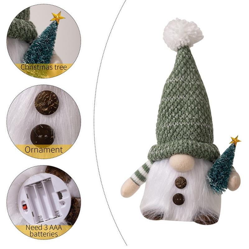 30CM Glowing Knitted Gnome Doll with Led Night Light Christmas Decorations 2025 Home Xmas Tree Decor Navidad New Year 2025 Gift