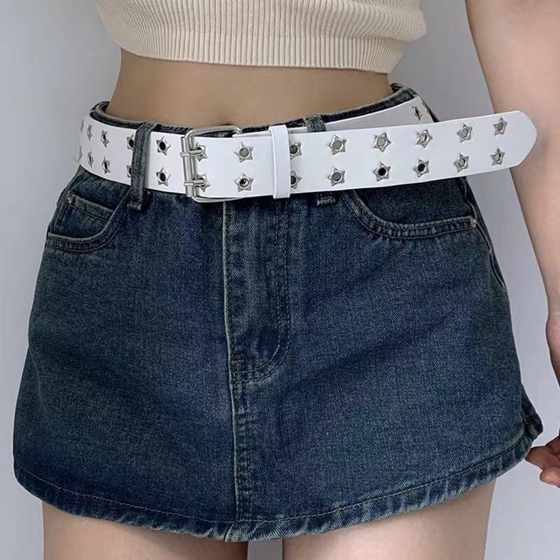 Женский ремень большого размера с двумя отверстиями для мужчин, ремень в стиле панк, хип-хоп, рок, субкультура Y2K, ремень без проколов для мужчин и женщин