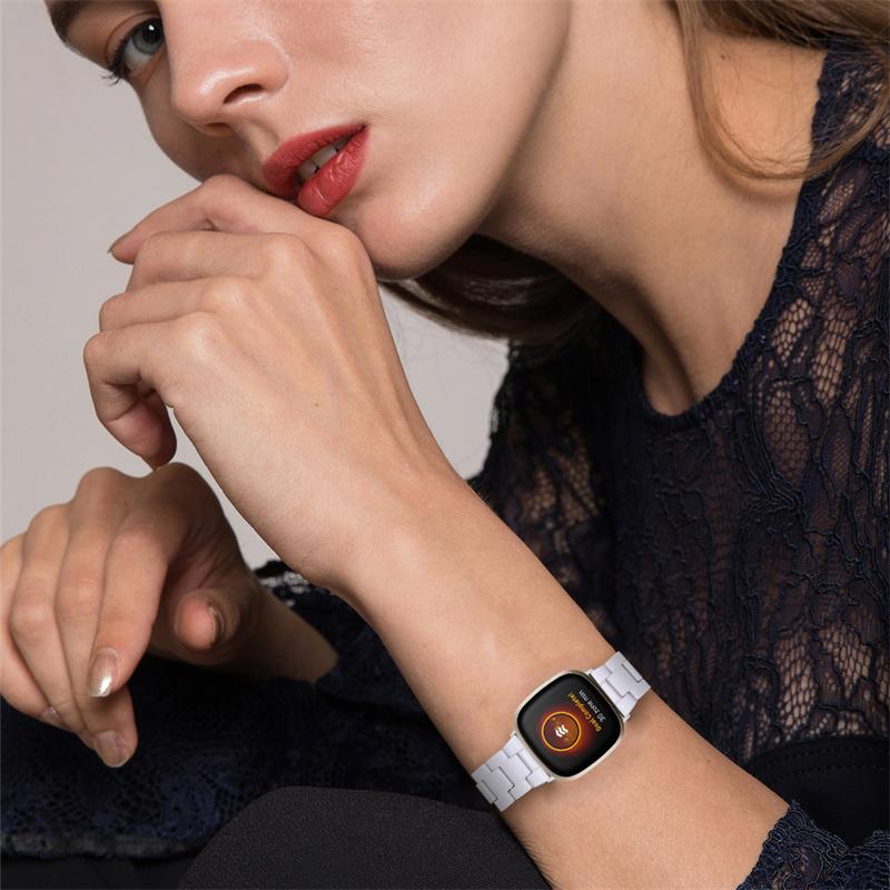 Resin Band for Fitbit Versa 4/Sense 2,20mm Lightweight Watch Strap Bracelet with Stainless Steel Buckle