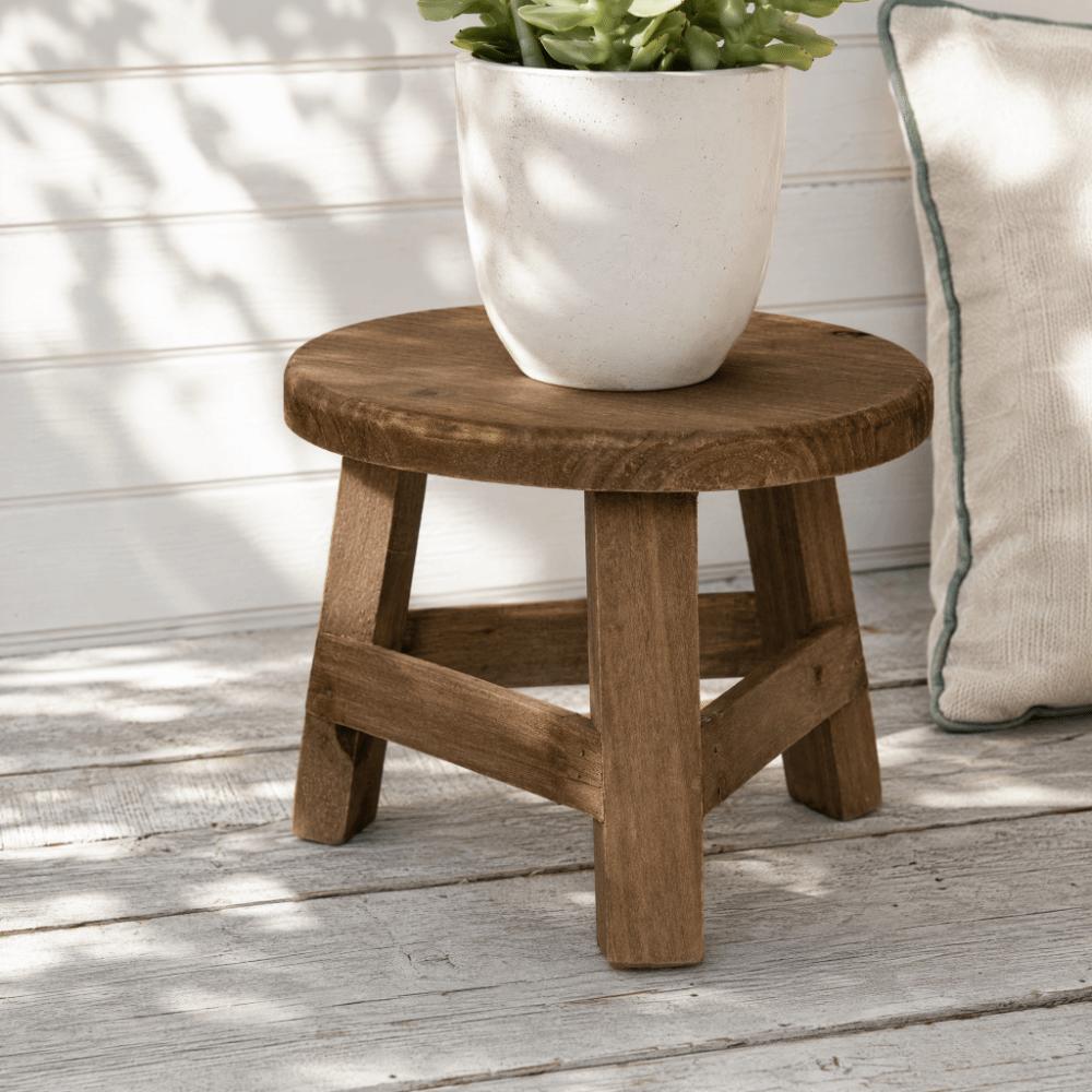 Mini Size Mini Wooden Stool Round Flower Display Stand Decorative Bonsai Rack Living Room