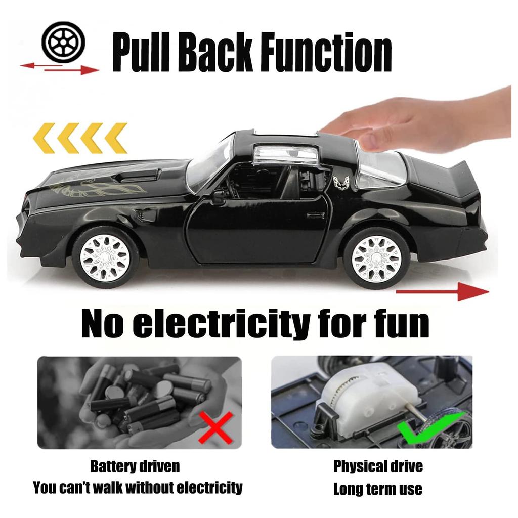 Масштаб 1/36 1978 Pontiac Firebird, литая под давлением модель автомобиля, игрушечный автомобиль с откатным механизмом и открытыми дверями для детей, коллекция подарков для мальчиков и девочек