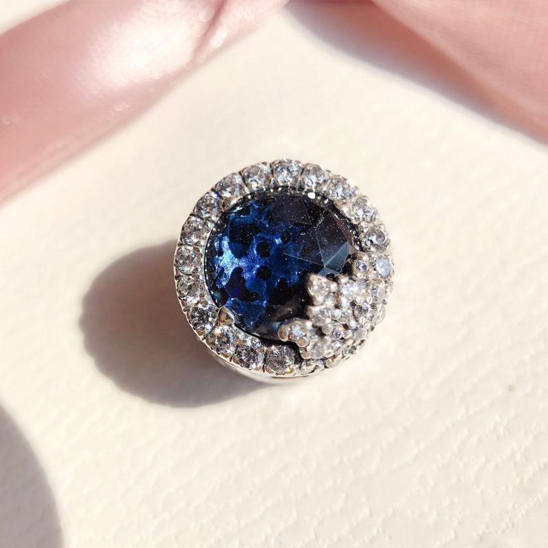 Новые шармы-бусины из ослепительного синего серебра 925 пробы в виде снежинок подходят для модных женских браслетов, ювелирные изделия из серебра 925 пробы с кубическим цирконием для DIY