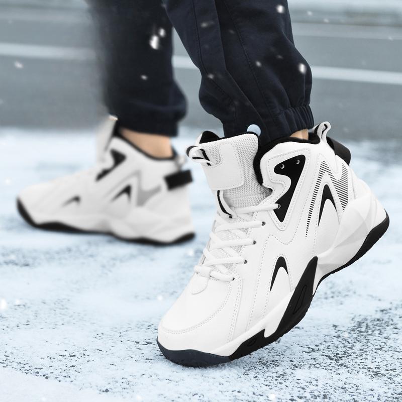 Мужские кожаные кроссовки с высоким верхом для баскетбола, осенне-зимние, нескользящие, для тренировок, спортивная обувь, повседневные, дышащие, теннисные туфли