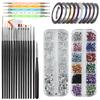 Nail Art Set Nail Brushes Dotting Pens Adhesive Striping Tape Sticker Decals Rhinestones for Nail Decoration