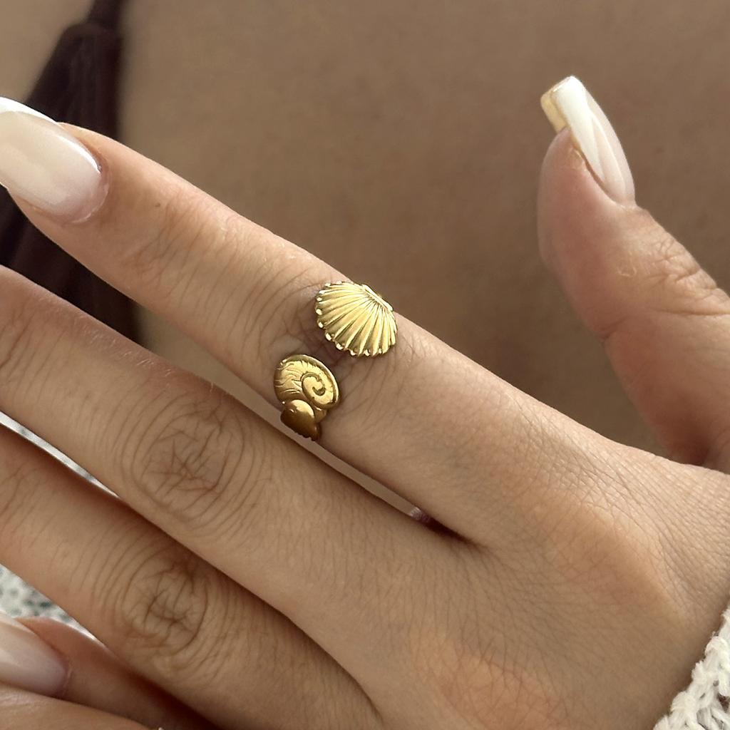 316L Stainless Steel Ocean Starfish Open Ring for Women Fashion Star Flower Irregular Geometric Ring Adjustable Finger Jewelry