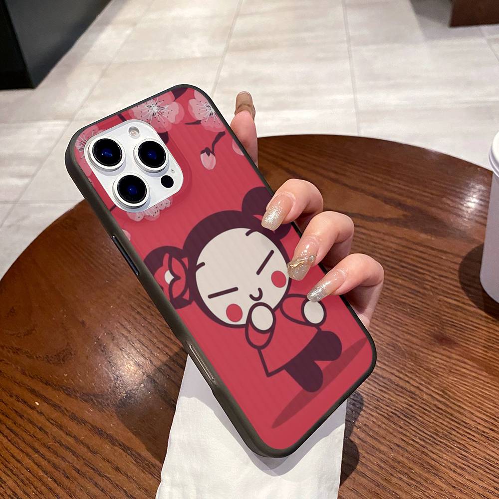 Animation Pucca Cate Phone Case For IPhone 17 16 15 14 13 12 11 Pro Max Plus Corrugated Bumper Back Cover Shell