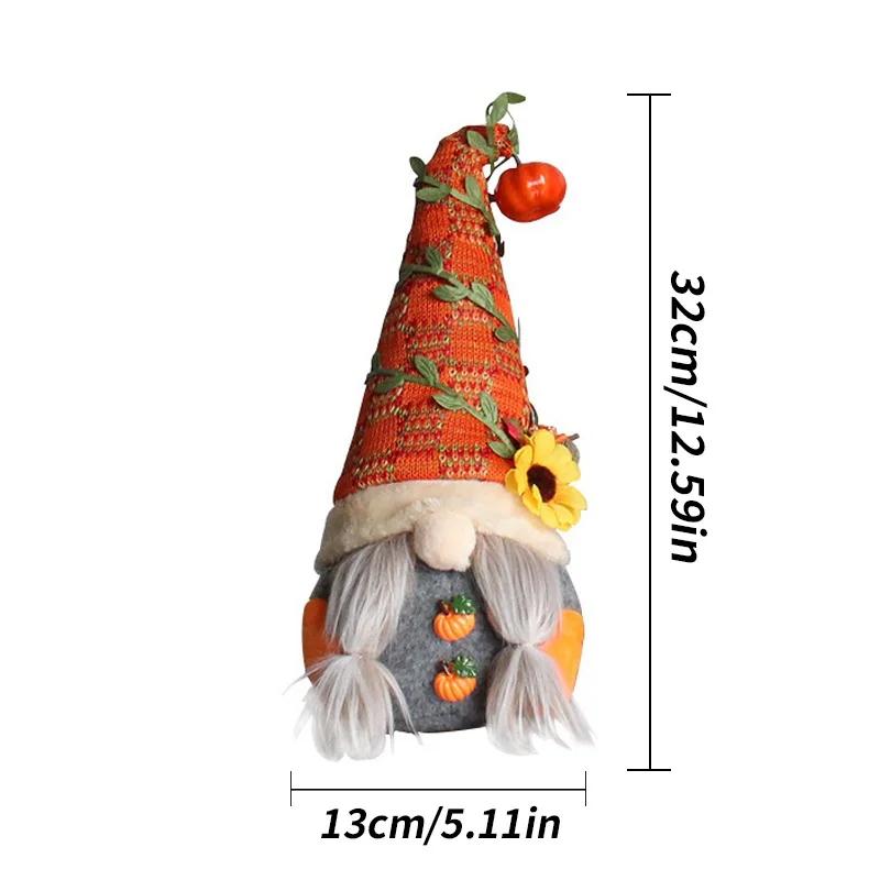 Fall Gnome Pumpkin Sunflower Mini Doll Dwarf Plush Ornaments for Christmas Autumn Thanksgiving Decor Gifts Halloween