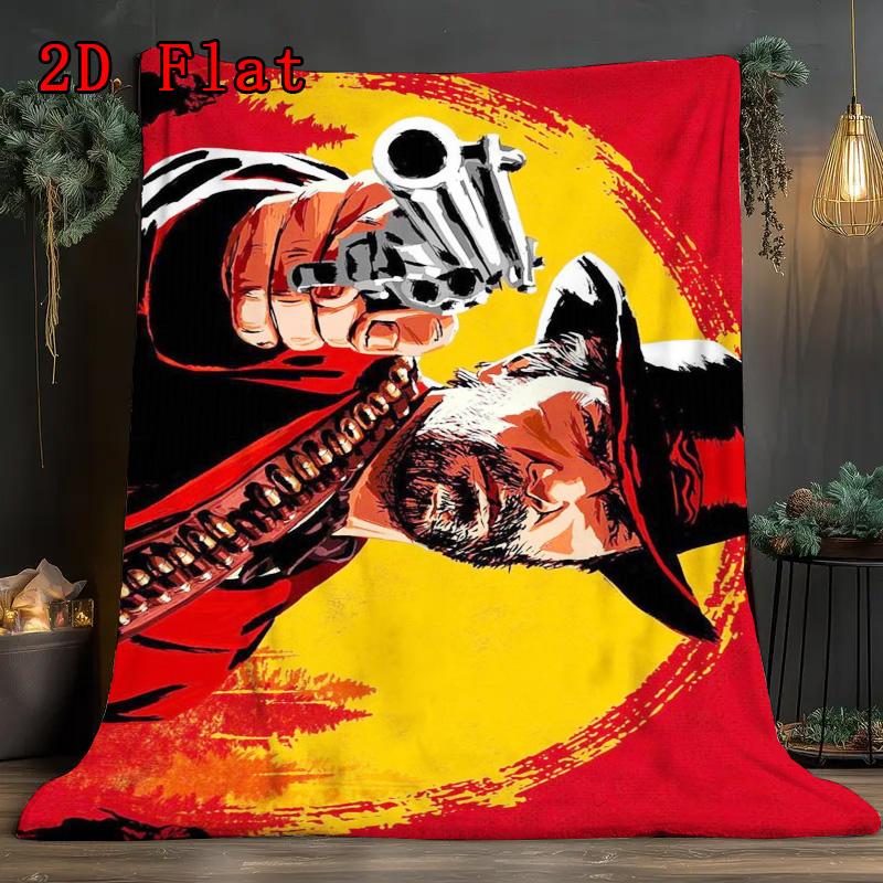Red Dead Redemption 2D Flat Pattern Flannel Blanket High quality All Seasons Warmth and Comfort Perfect for Christmas Gifts.MMT0918239