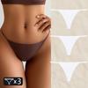FINETOO 3PC Женские бесшовные трусы стринги сексуальные трусики-стринги с низкой талией женские однотонные бесследные бикини Т-образное нижнее белье