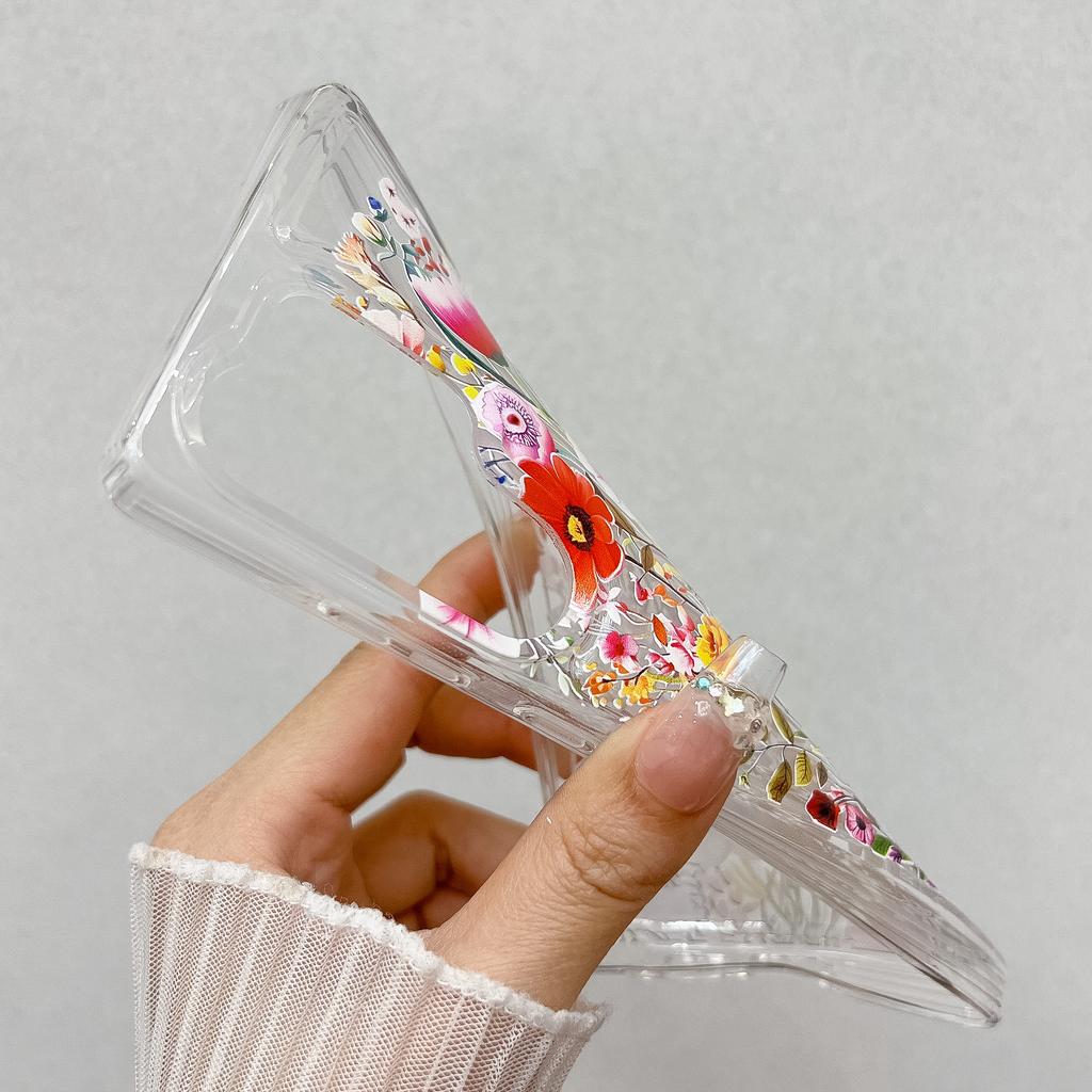 For Samsung Galaxy S25 Ultra Case Full Coverage Floral Pattern Printing Air Cushion Anti Drop TPU Phone Cover