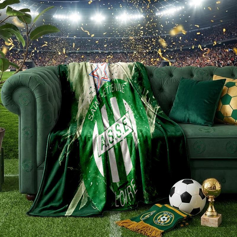 Saint-etienne Football Club Throws Blanket Flannel Blankets Plush for Couch Bed Gifts for Men Women Travel picnic blanket Christmas fan gifts