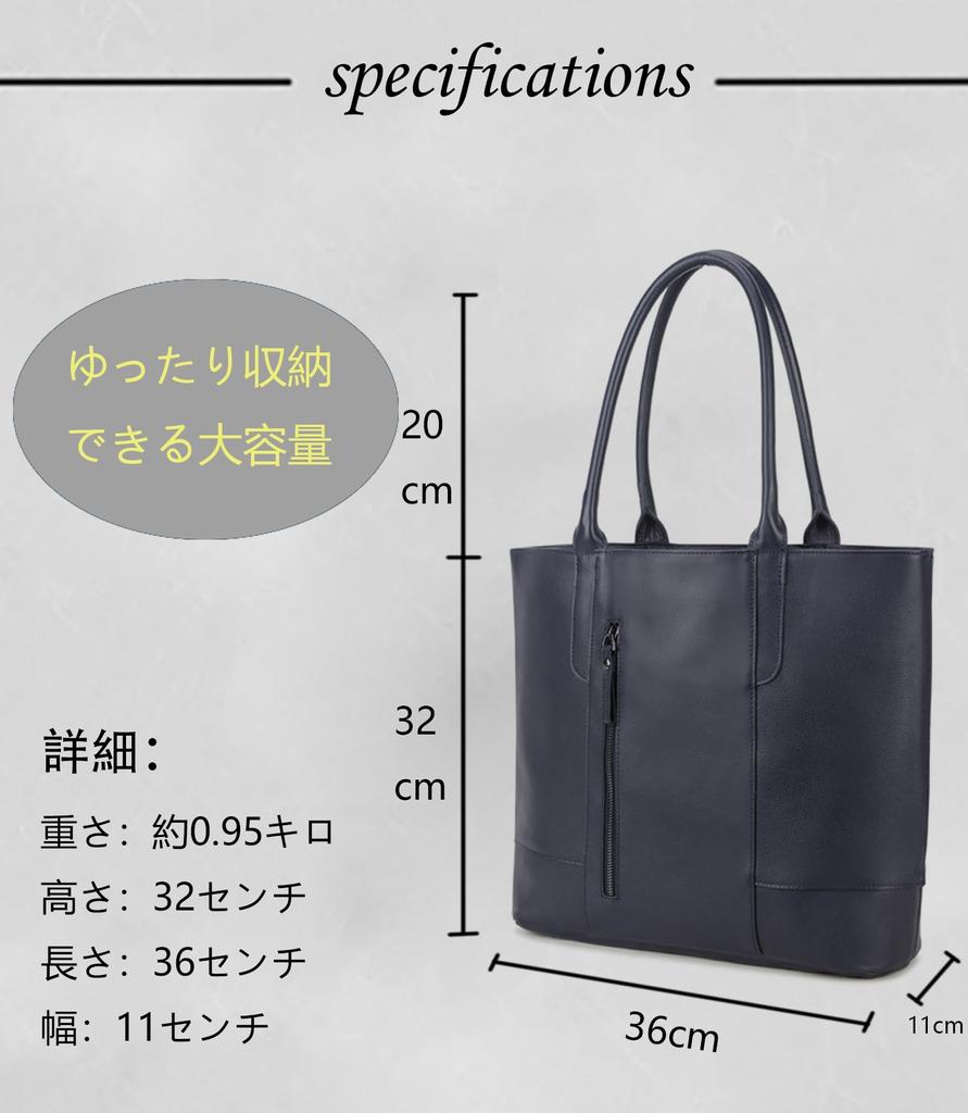 Kimura handmade Tote Bag Large Capacity Business Multifunctional Leather Zipper Brand Commuting Tote Large Popular A4 Men's Men's LZ018… (LZE018)