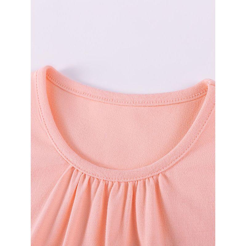 Sweet and Cute Style Girls' Dress Summer Pink Bow Print Kidsren's Short-Sleeved Mid-Length Skirt Knitted Skirt