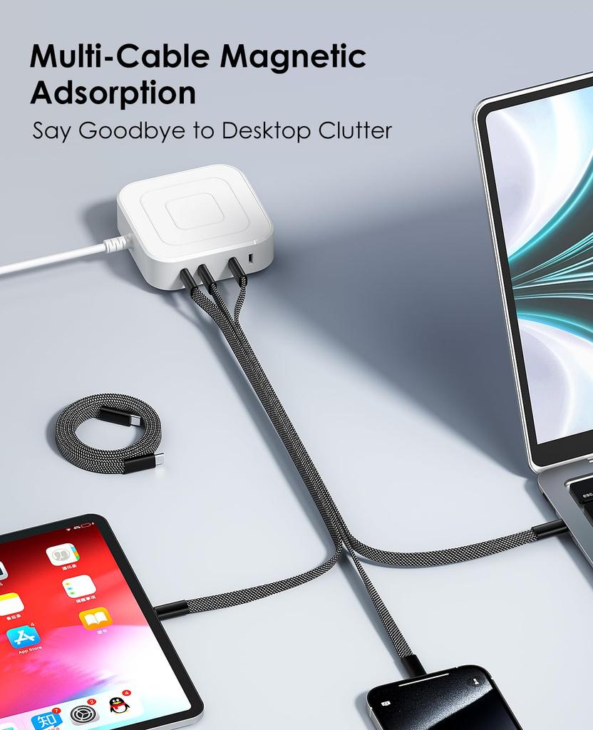 Magtame Magnetic Fast Metal Double совместим с кабелем Type-C, плоский, автоматическое хранение, зарядка 240 Вт/5 А, кабель Type-C, совместимость с QC4.0/PD3.1, USBC-USBC