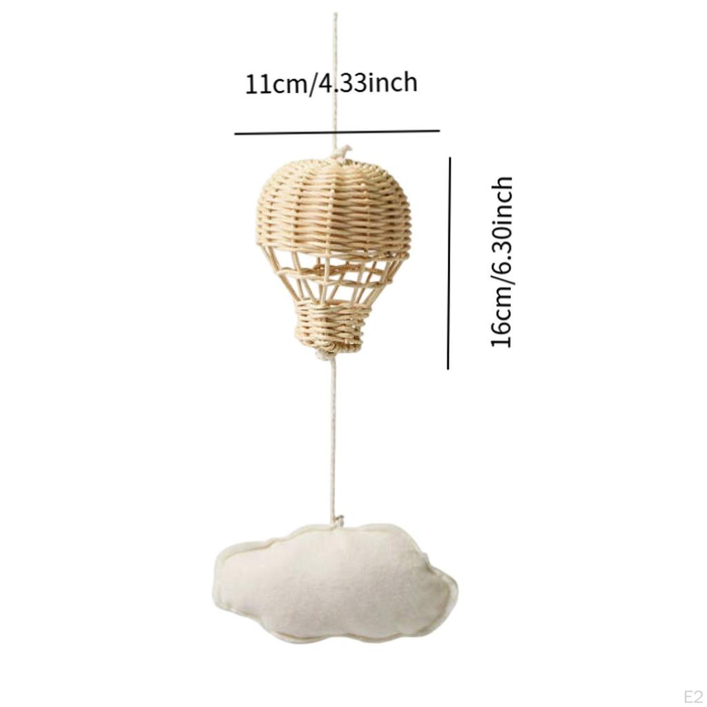 Rattan Air Balloon Baby Mobile for Crib,Decor,Hanging,Handcrafted Toy Woven Pendant Cloud